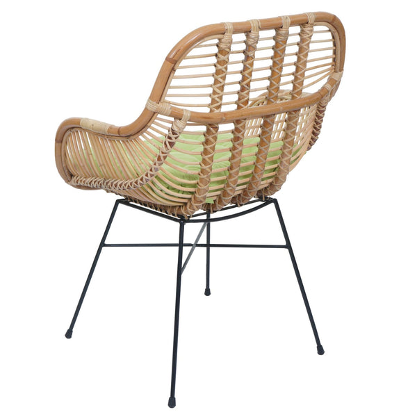 Esszimmerstuhl Küchenstuhl Korbstuhl Rattansessel Kubu Rattan Metall grün