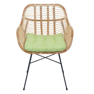 Esszimmerstuhl Küchenstuhl Korbstuhl Rattansessel Kubu Rattan Metall grün