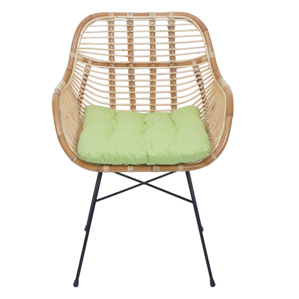 Esszimmerstuhl Küchenstuhl Korbstuhl Rattansessel Kubu Rattan Metall grün