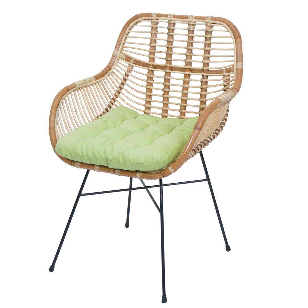 Esszimmerstuhl Küchenstuhl Korbstuhl Rattansessel Kubu Rattan Metall grün
