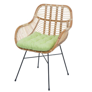 Esszimmerstuhl Küchenstuhl Korbstuhl Rattansessel Kubu Rattan Metall grün