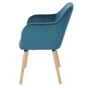 Esszimmerstuhl Küchenstuhl Retro 50er Jahre Samt petrol-blau helle Beine