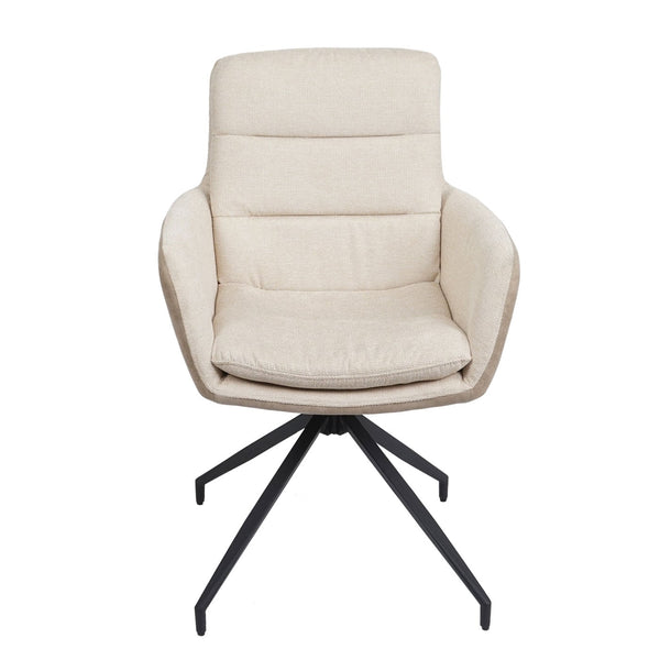 Esszimmerstuhl Küchenstuhl Lehnstuhl drehbar Auto-Position Stoff creme-beige