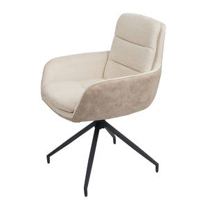 Esszimmerstuhl Küchenstuhl Lehnstuhl drehbar Auto-Position Stoff creme-beige