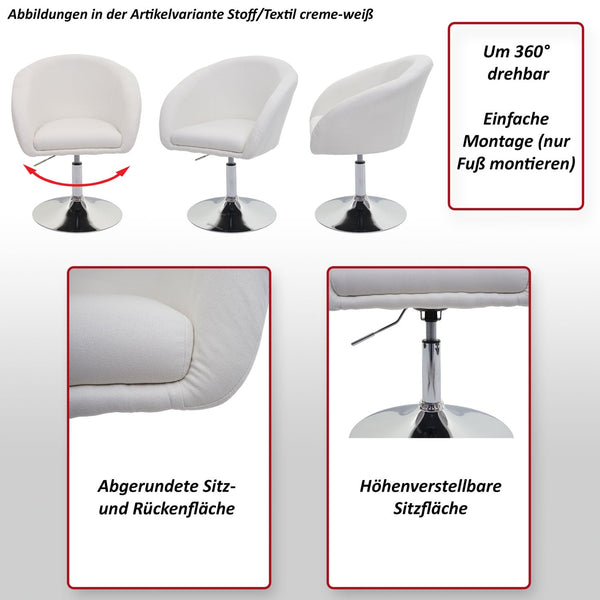Esszimmerstuhl Drehstuhl Loungesessel Stoff dunkelgrau