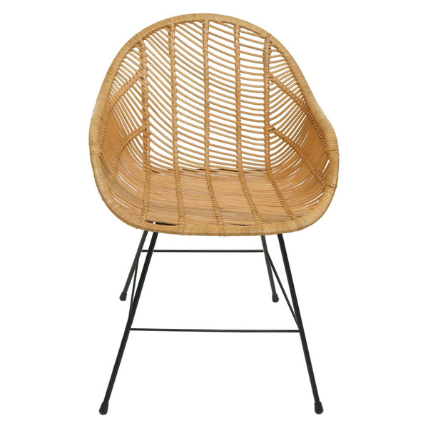 Esszimmerstuhl Küchenstuhl Korbstuhl Rattansessel Kubu Rattan Metall