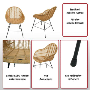 Esszimmerstuhl Küchenstuhl Korbstuhl Rattansessel Kubu Rattan Metall