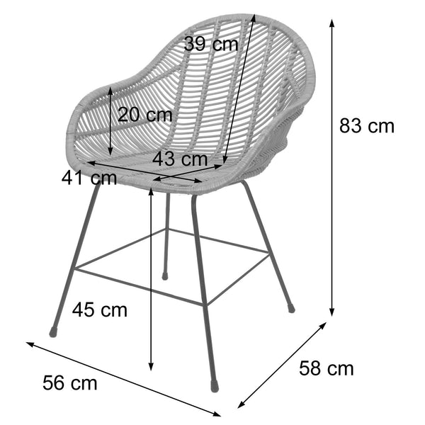 Esszimmerstuhl Küchenstuhl Korbstuhl Rattansessel Kubu Rattan Metall