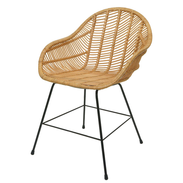 Esszimmerstuhl Küchenstuhl Korbstuhl Rattansessel Kubu Rattan Metall