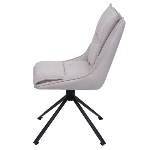 Esszimmerstuhl Küchenstuhl drehbar Auto-Return Stoff Öko-Tex creme-beige