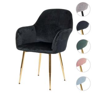 Esszimmerstuhl Küchenstuhl Retro Design Samt schwarz goldene Beine