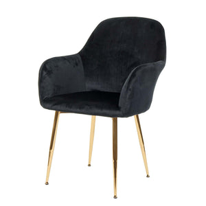 Esszimmerstuhl Küchenstuhl Retro Design Samt schwarz goldene Beine