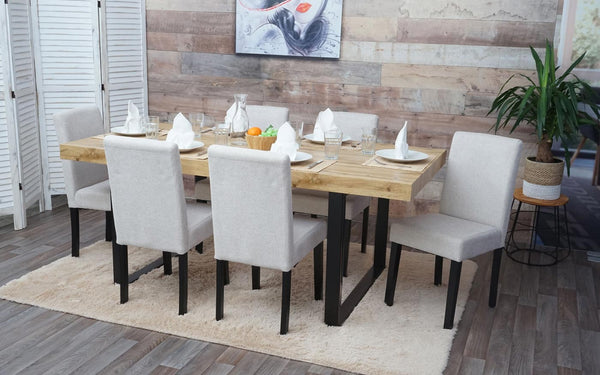 Esszimmerstuhl Küchenstuhl Stoff creme-beige dunkle Beine