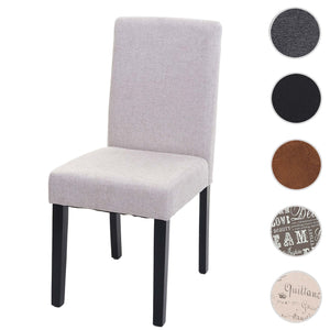Esszimmerstuhl Küchenstuhl Stoff creme-beige dunkle Beine