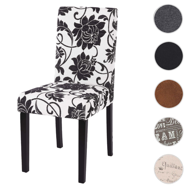Esszimmerstuhl Küchenstuhl Stoff Jacquard schwarz dunkle Beine