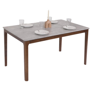 Esszimmertisch Esstisch Massivholz HDF Laminat 135x80cm Beton-Optik braune Beine
