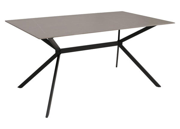 Esszimmertisch Esstisch Sinterstein Metall 160cm Marmor-Optik grau