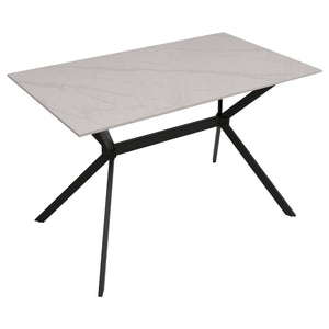 Esszimmertisch Esstisch Sinterstein Metall 120cm Marmor-Optik weiss