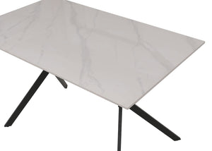 Esszimmertisch Esstisch Sinterstein Metall 120cm Marmor-Optik weiss