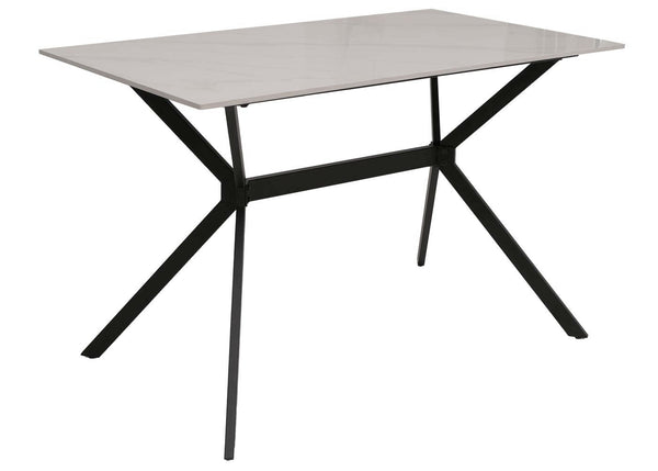 Esszimmertisch Esstisch Sinterstein Metall 120cm Marmor-Optik weiss