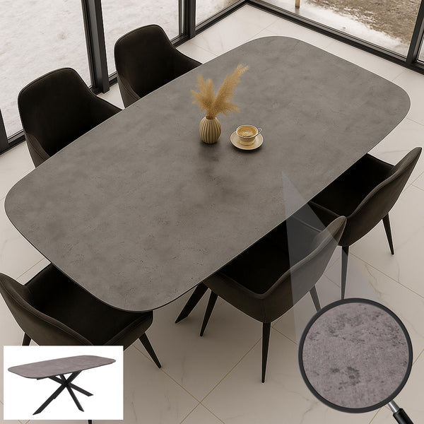 Esszimmertisch Esstisch MDF Metall 200x100cm graue Stein-Optik