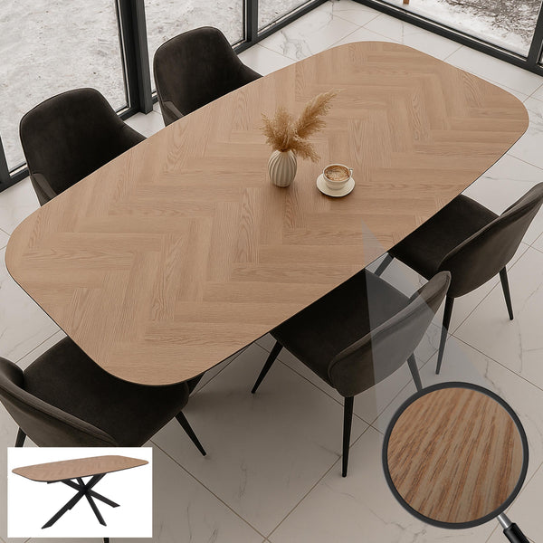 Esszimmertisch Esstisch MDF Metall 200x100cm helle Eiche-Optik