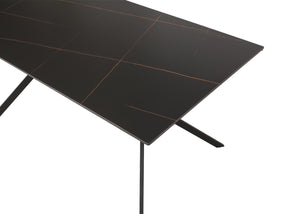Esszimmertisch Esstisch Sinterstein Metall 160cm Marmor-Optik schwarz-gold