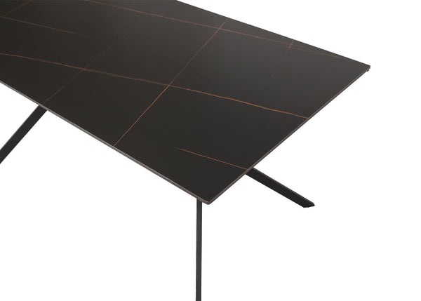 Esszimmertisch Esstisch Sinterstein Metall 160cm Marmor-Optik schwarz-gold