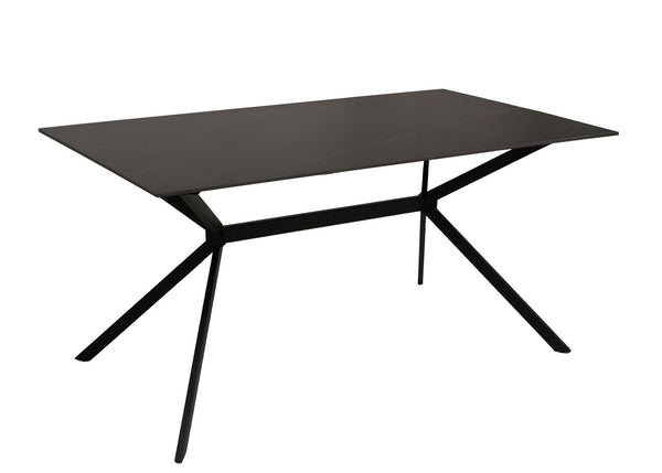 Esszimmertisch Esstisch Sinterstein Metall 160cm Marmor-Optik schwarz-gold