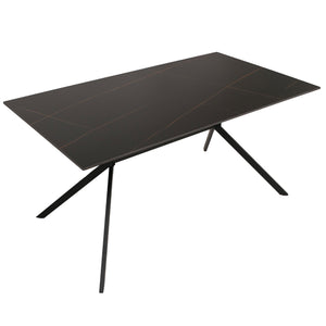 Esszimmertisch Esstisch Sinterstein Metall 160cm Marmor-Optik schwarz-gold