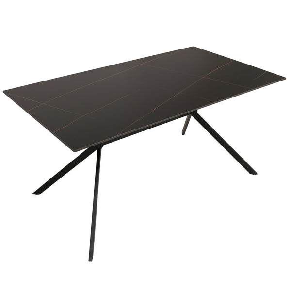 Esszimmertisch Esstisch Sinterstein Metall 160cm Marmor-Optik schwarz-gold