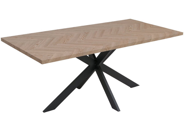 Esszimmertisch Küchentisch Esstisch Industrial MDF Metall 180cm helle Eiche-Optik