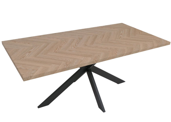 Esszimmertisch Küchentisch Esstisch Industrial MDF Metall 180cm helle Eiche-Optik
