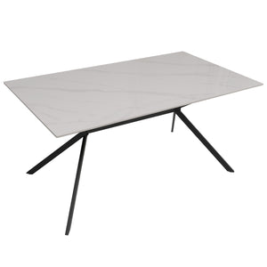 Esszimmertisch Esstisch Sinterstein Metall 160cm Marmor-Optik weiss