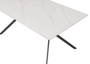 Esszimmertisch Esstisch Sinterstein Metall 160cm Marmor-Optik weiss