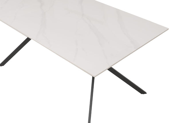 Esszimmertisch Esstisch Sinterstein Metall 160cm Marmor-Optik weiss