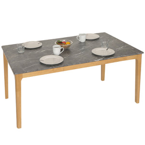 Esszimmertisch Esstisch Massivholz HDF Laminat 135x80cm Marmoroptik helle Beine