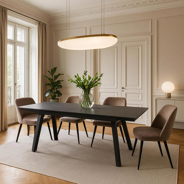 Esszimmertisch Esstisch Ausziehtisch Sinterstein 160-242x91cm Marmor-Optik grau