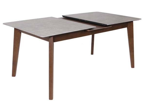 Esszimmertisch Esstisch ausziehbar 160-200x90cm Beton-Optik braune Beine