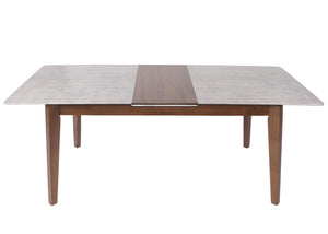 Esszimmertisch Esstisch ausziehbar 160-200x90cm Beton-Optik braune Beine