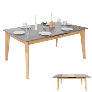 Esszimmertisch Esstisch ausziehbar 160-200x90cm Marmoroptik helle Beine