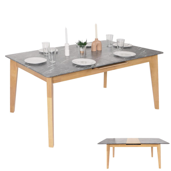Esszimmertisch Esstisch ausziehbar 160-200x90cm Marmoroptik helle Beine
