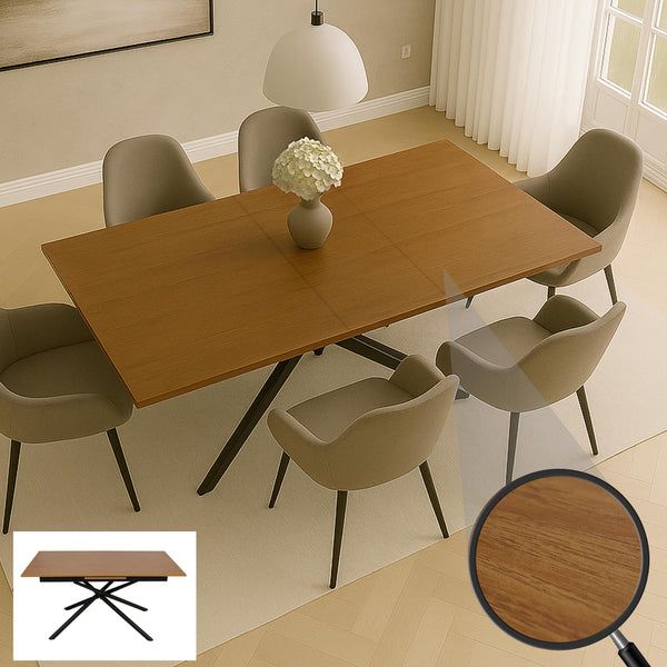 Esszimmertisch Ausziehtisch Esstisch Eisen MDF 160-200x90cm Walnuss-Optik