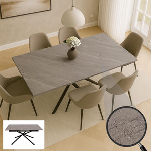 Esszimmertisch Ausziehtisch Esstisch Eisen MDF 160-200x90cm Marmor-Optik grau