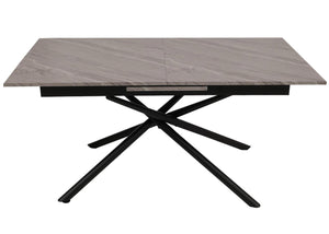Esszimmertisch Ausziehtisch Esstisch Eisen MDF 160-200x90cm Marmor-Optik grau
