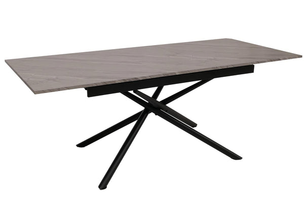 Esszimmertisch Ausziehtisch Esstisch Eisen MDF 160-200x90cm Marmor-Optik grau