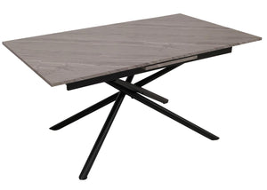 Esszimmertisch Ausziehtisch Esstisch Eisen MDF 160-200x90cm Marmor-Optik grau