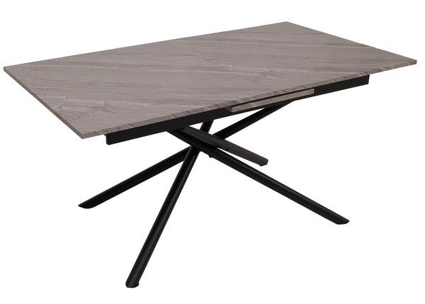 Esszimmertisch Ausziehtisch Esstisch Eisen MDF 160-200x90cm Marmor-Optik grau