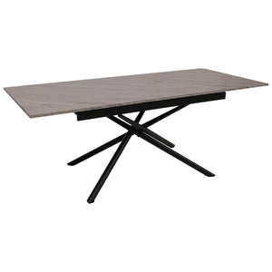 Esszimmertisch Ausziehtisch Esstisch Eisen MDF 160-200x90cm Marmor-Optik grau