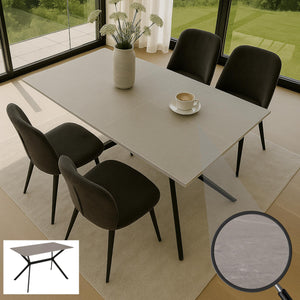 Esszimmertisch Esstisch Sinterstein Metall 120cm Marmor-Optik grau